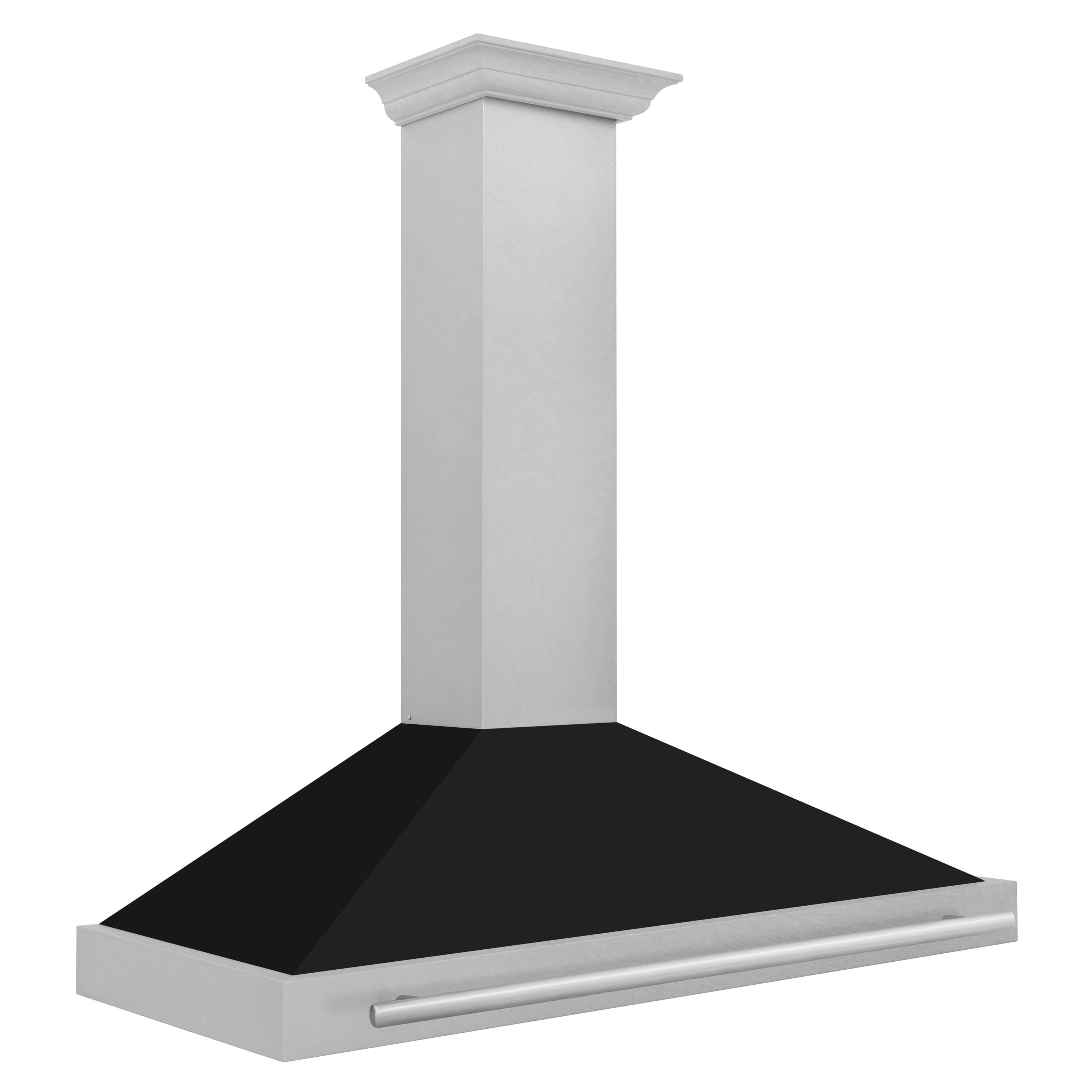 ZLINE 48-Inch Wall Mounted Range Hood in Satin Stainless Steel with Black Matte Shell and Stainless Steel Handle (KB4SNX-BLM-48)