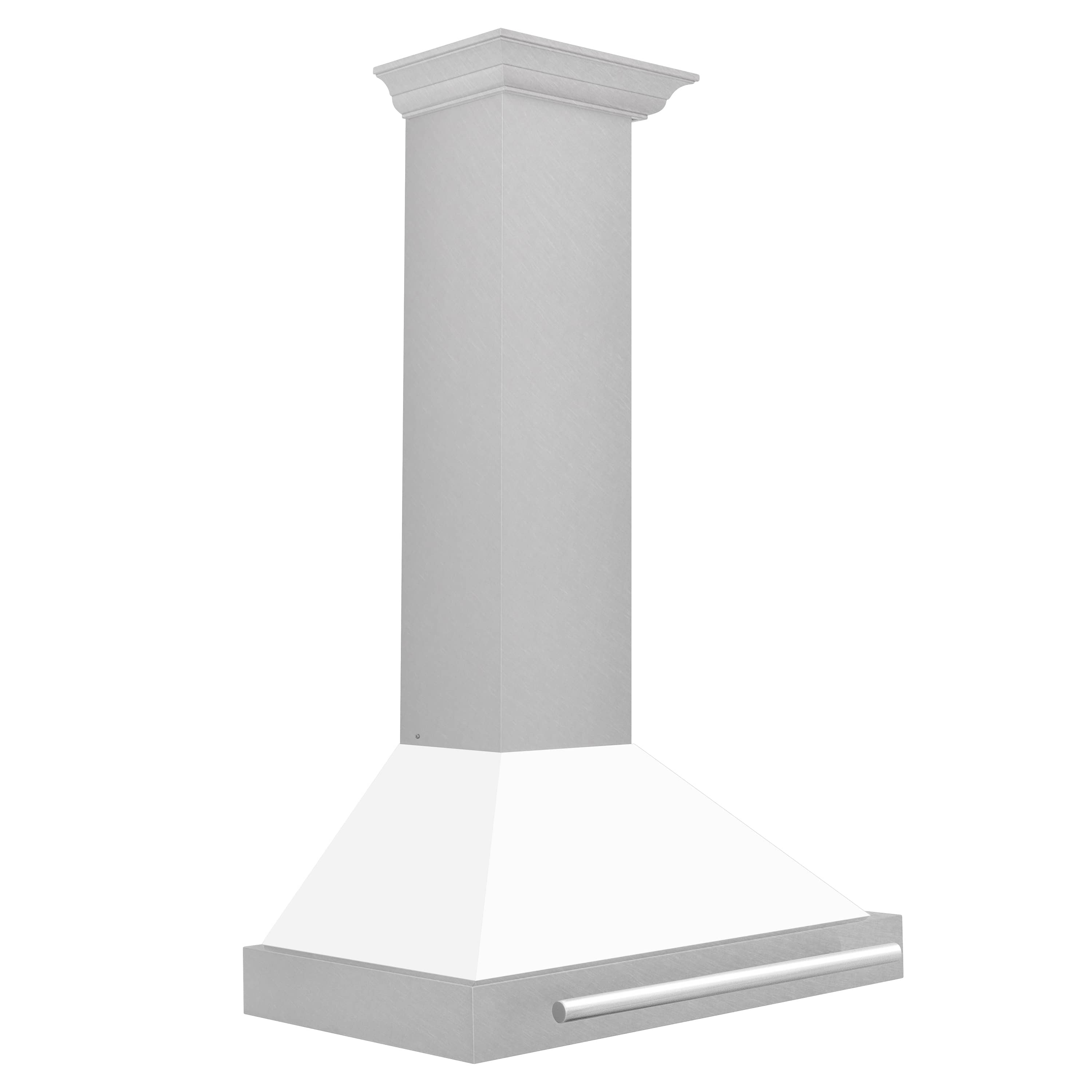 ZLINE 30-Inch Wall Mounted Range Hood in Satin Stainless Steel with White Matte Shell and Stainless Steel Handle (KB4SNX-WM-30)