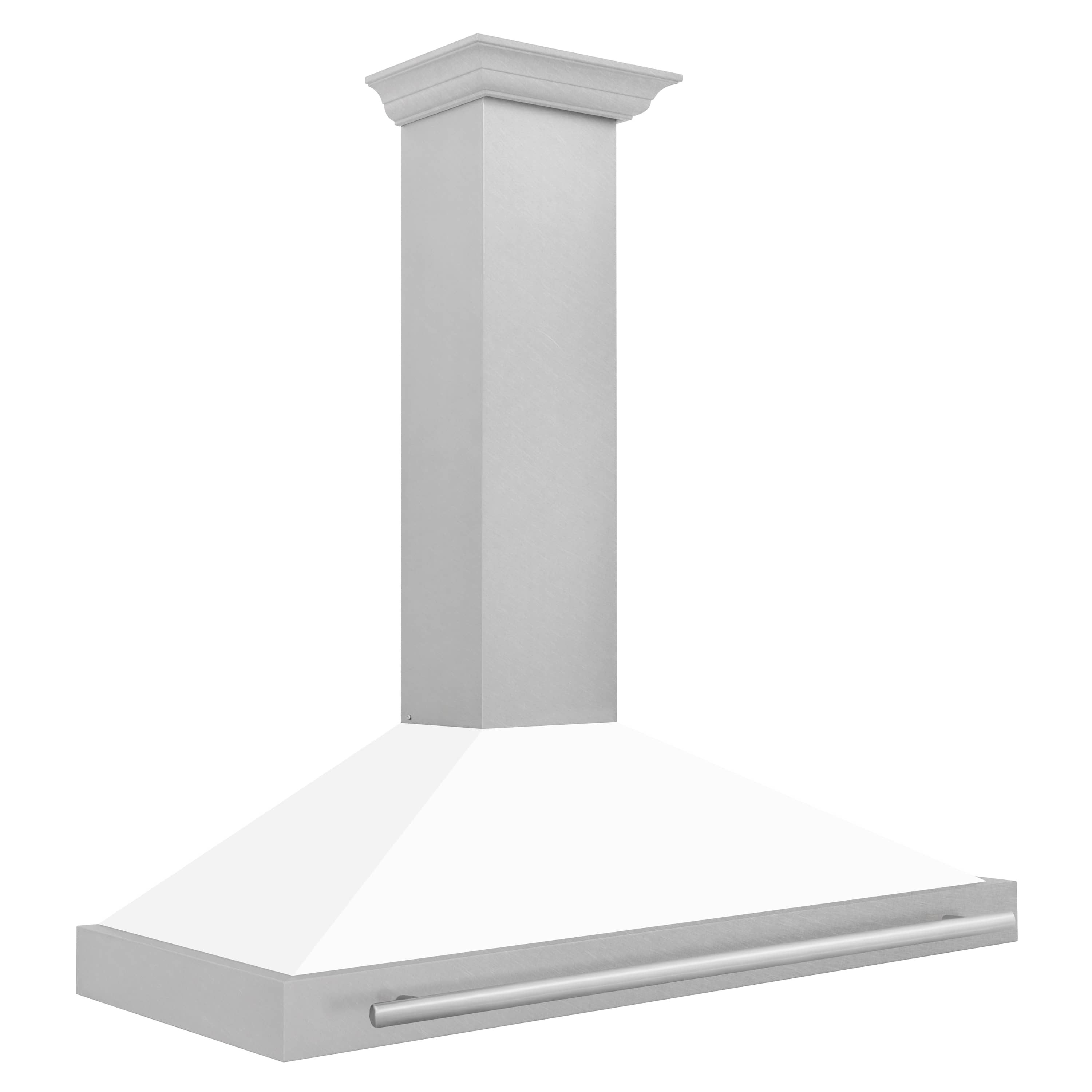 ZLINE 48-Inch Wall Mounted Range Hood in Satin Stainless Steel with White Matte Shell and Stainless Steel Handle (KB4SNX-WM-48)