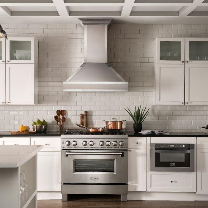 ZLINE 30-Inch Designer Series Wall Mount Range Hood in Satin Stainless Steel with Mirror Accents (655MR-30)