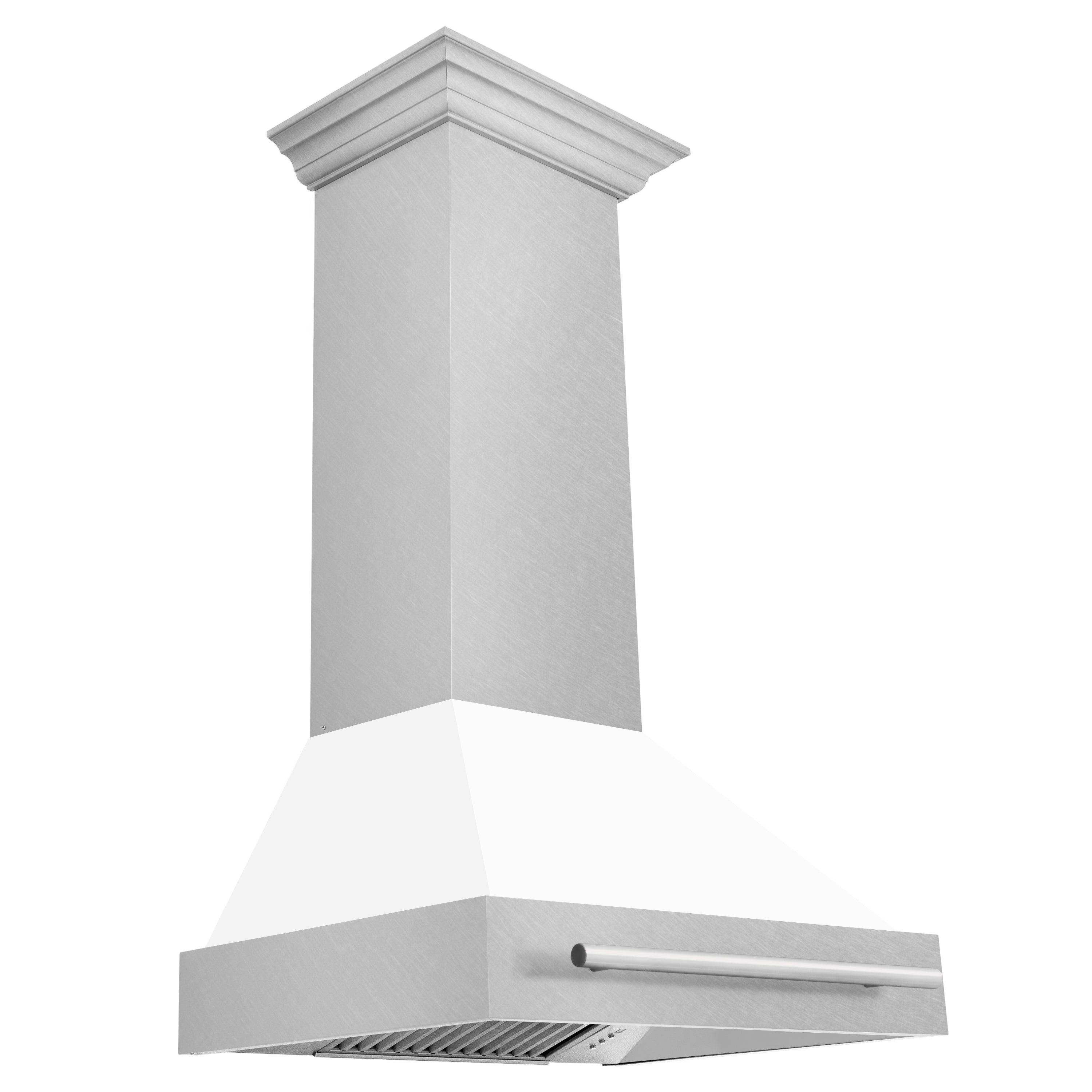 ZLINE 36-Inch Wall Mount Range Hood in Satin Stainless Steel with White Matte Shell (8654SNX-WM-36)