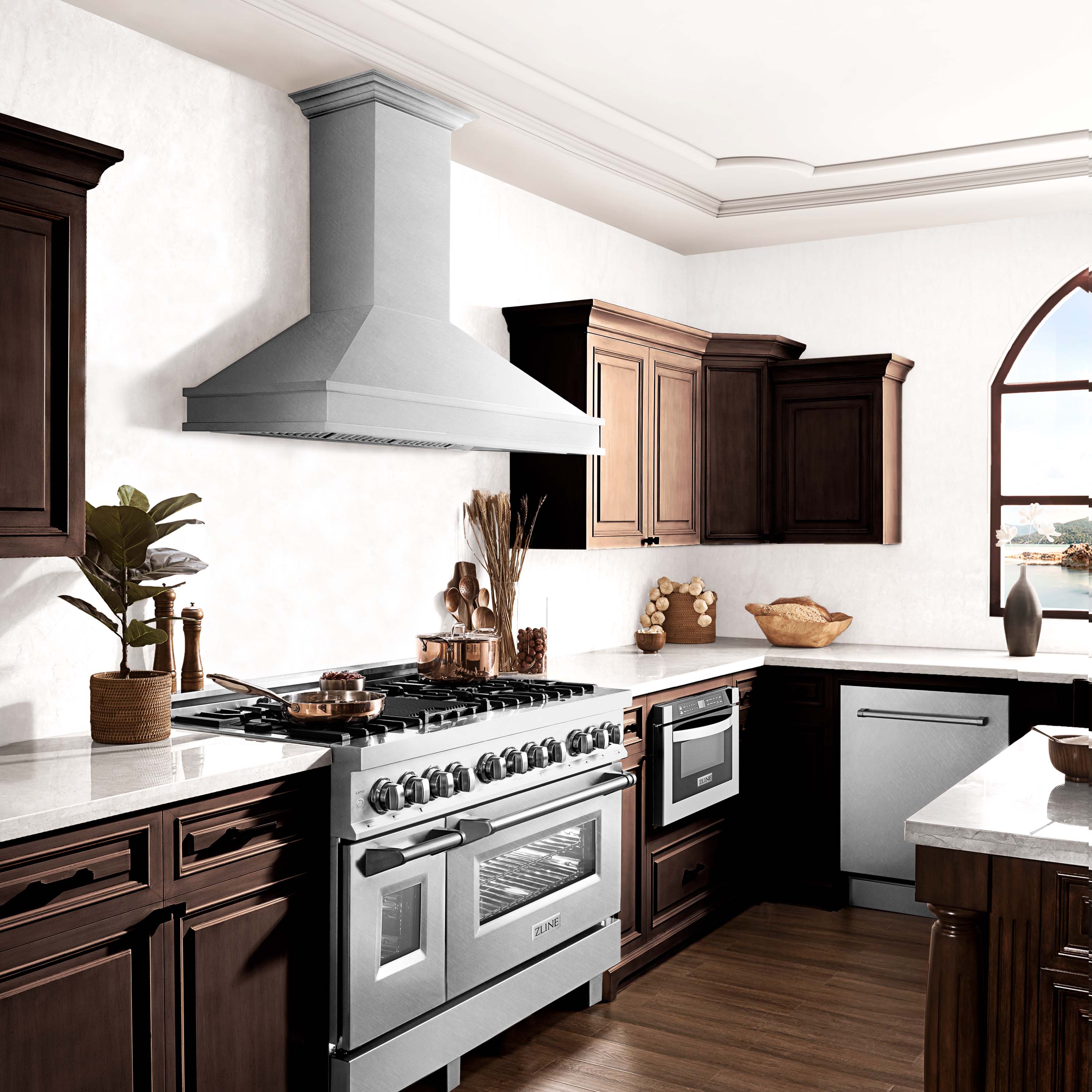 ZLINE 48-Inch Designer Series Wall Mount Range Hood in Satin Stainless Steel (8656S-48)