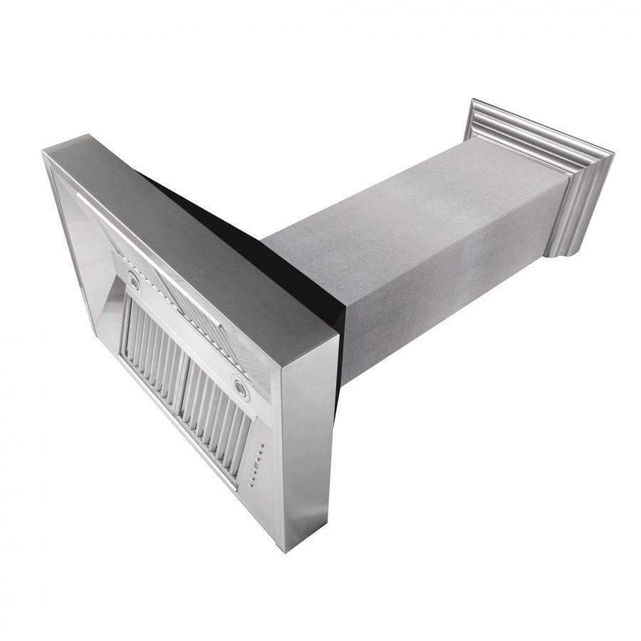 ZLINE 48-Inch Ducted Satin Stainless Steel Wall Mount Range Hood with Black Matte Shell (8654BLM-48)